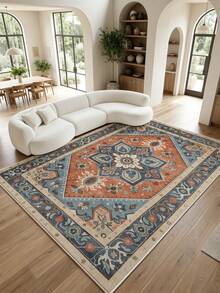 1 Stück blauer Teppich im böhmischen Stil für Wohnzimmer, geeignet für Küche, Esszimmer, Schlafzimmer, Feiertagsdekoration, Innen-/Außenbereich, Büro, rutschfeste Fußmatte, Badezimmerteppich, Flur, Arbeitszimmer, Gaming-Bereich - marineblau - Übersicht 5