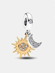 1 Fashionable 925 Sterling Silver Crown Double Heart Bead, Suitable For DIY Jewelry Making Of Women's Bracelets And Bangles, Daily Outfit Matching - Set 1 - View 11