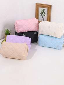 1PC Colorful Bowknot Embroidered Pattern Pencil Case, Creative Large-Capacity Stationery Storage Bag, Perfect For Back-To-School Supplies - Multicolor - View 4