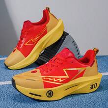Unisex Professional Racing Carbon Plate Running Shoes With Lace-Up Secure Fit, Explosive Midsole, Powerful Propulsion, Durable Mesh Upper For Long Distance Training And Sports - Red - View 4