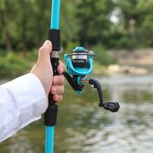 KecchKrezing New Glowing Blue Telescopic Fishing Rod With EVA Handle, Suitable For Bass And Carp Fishing In Lakes And Streams, Travel And Camping Gear - Blue - View 4