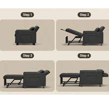 Asofer Sofa Bed Multifunctional Pull-Out Single Sofa 3-Level Adjustable Fabric Sofa With Side Pockets Folding Sofa For Small Living Room - Dark Grey - View 7
