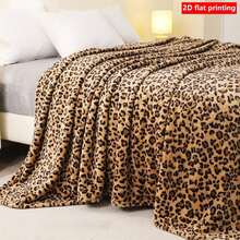 Classic Leopard Print Thickened Flannel Blanket, Soft Skin-Friendly No Shedding, Sofa Bedroom Throw Blanket, Vintage Wild Style Soft Home Decor Blanket - Multicolor - View 5