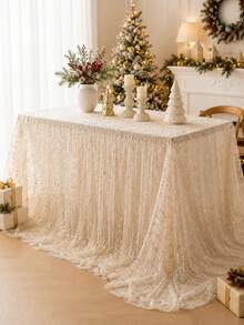 1pc Gold Foil Table Runner, Party Tablecloth, Birthday Table Runner, Birthday Party Supplies, Wedding Decor Tablecloth, Bridal Shower, Birthday Gift, Party Favor, 1st Birthday, Baby Shower, Gender Reveal Party, Home Room Decor, Kitchen Tablecloth - Broken Gold - View 4