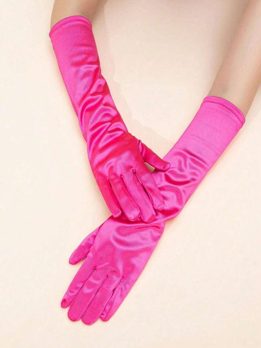 1 Pair Solid Color Minimalist Mid-Length Party Gloves