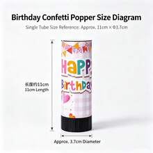 1個/12個裝 多彩紙屑噴炮 生日快樂紙屑噴炮，適用於婚禮、生日、畢業、週年紀念、新年和性別揭曉派對用品，節日氣氛道具、節日派對禮物、驚喜裝飾與禮物 - 彩色 - 查看 5