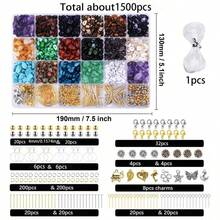 720pcs Asymmetrical Stone Perforated Beads, DIY Jewelry Accessories Material Kit, Handmade Necklace Bracelet Jewelry Series - Multicolor - View 7