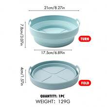 1pcHeat Resistant Foldable Silicone Bakeware, Multipurpose Air Fryer Bakeware For Oven Microwave Air Fryer, Non-Stick Foldable Cooking Basket For Baking Cakes Vegetables Fried Chicken Fries - View 10