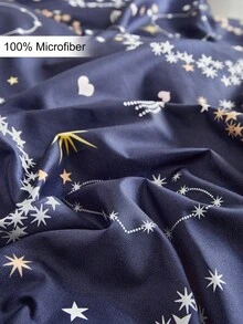 1pc Heart & Star Print Single Fitted Sheet, Minimalist Starry Sky Pattern Polyester Mattress Protector, Soft & Breathable, Machine Washable, Deep Pocket, Suitable For All Seasons - Multicolor - View 6