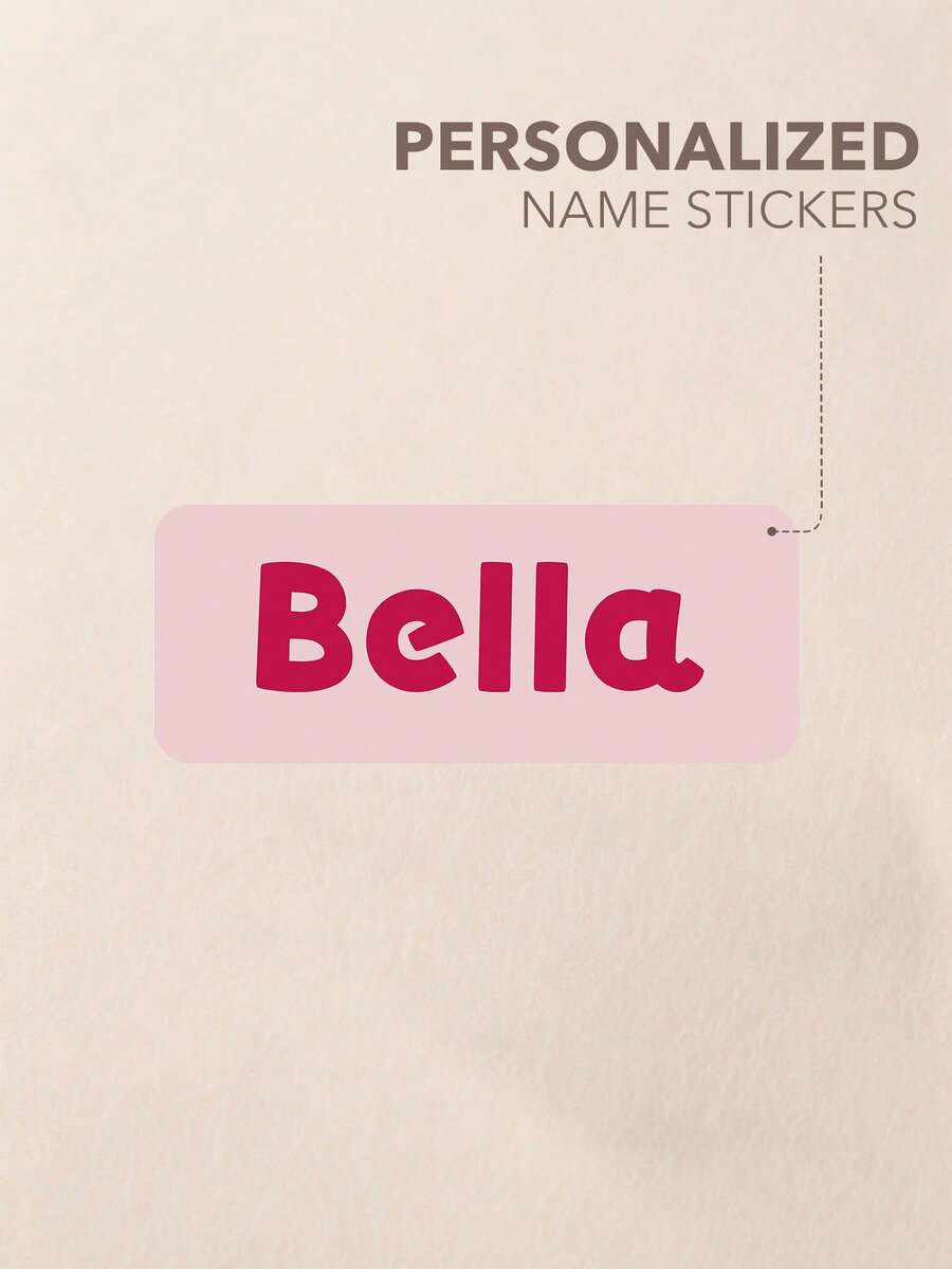 Customized Name Stickers, 4 Sizes 60-400pcs Colorful Letter Name Labels, Rounded Rectangle Name Stickers, Bold Rainbow Text, Waterproof Label Stickers, Suitable For Water Bottles, Lunch Boxes, Notebooks, Bags, Storage Boxes, Clothing Labels, Organizing Labels - StyleB - View 1