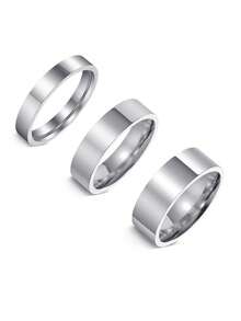 Fashionable Simple Smooth Stainless Steel Men's Ring, Men's Jewelry Accessory, Couple Ring Set, Suitable For Daily Wear, Parties, Dates, And Birthdays - Multicolor - View 14