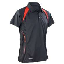 Spiro Mens Team Spirit Polo Shirt - Black/Red - View 1