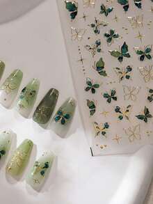 1pc 5D Nail Art Sticker, Fragmented Colorful Plush Shell Lightweight Butterfly Pattern, High-Quality Nail Decals, Spring Nail Decal Design, Nail Decoration Nail Stickers - Multicolor - View 3