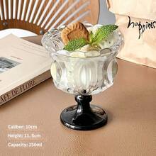 Vintage French Embossed Transparent Glass Dessert Bowl With Lid And Base, Ice Cream Sundae Cup, Elegant Crystal Glass Cup With Relief Design, Suitable For Yogurt, Fruit Salad And Pudding, Home Kitchen Tableware, Luxury Afternoon Tea Supplies - Multicolor - View 20