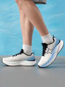 XTEP Men's Running Shoes Shadow Engine 5.0 New Gradient Breathable Fitness Training Running Shoes 974319110058 - Sail White/Cornflower Blue/Black - View 5