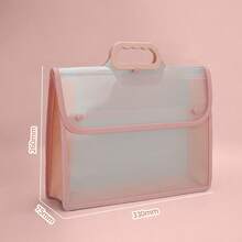 HUAJIE Portable Plastic Handle PP Twill 3D Space Document Organizer, Transparent Snap Button Stationery Folder, Exam Paper Storage Bag For School & Office - Single Piece - View 12