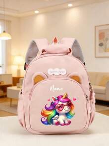 Ransel Mini Nilon yang Dapat Disesuaikan dengan Motif Unicorn Kartun, Tali Bahu yang Dapat Diatur, Penutup Resleting, Hadiah Ulang Tahun - MultiWarna - View 4