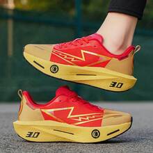 Unisex Professional Racing Carbon Plate Running Shoes With Lace-Up Secure Fit, Explosive Midsole, Powerful Propulsion, Durable Mesh Upper For Long Distance Training And Sports - Red - View 7