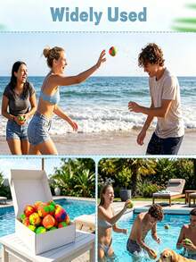 5 pièces Balles d'eau réutilisables pour piscine, Fournitures de fête de piscine, Jouets de balles d'eau colorées pour fête de piscine d'été, Jeux d'eau de plage, Fournitures de divertissement, Sports d'eau d'été, Piscine, Été, Essentiel de vacances - Balle d'eau en tissu - Voir 3