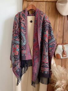 1pc Minimalist Solid Color Plant Pattern Rhinestone Chiffon Long Scarf, Women's Fashion Versatile Headscarf, Outerwear, Sun Protection, Beach Towel, Vacation Travel Scarf, Shawl, Dual-Use, Suitable For Daily Multi-Functional Matching And Decoration - Deep Purple - View 2