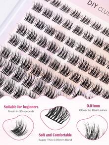 MKHLINA DIY Cluster Eyelash Extensions C/CC/D Curl Segmented Single Fake Lashes, Fluffy Soft Faux Mink, Mixed 8-18mm, Home Application Women's False Eyelashes (F18) - C/D 混合 - 查看 4