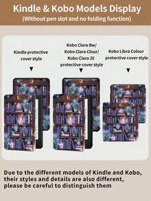Kingsung 書籍與水晶圖案保護殼，相容於 Kindle 第 10 代 2019、Kindle 第 11 代 2024、Kindle Paperwhite 第 12 代 2024、Kindle Colorsoft Signature Edition、Clara Colour 2024 (6 吋) 與 Libra Colour 2024 (7 吋) 等其他機型，支援自動喚醒/睡眠，四角防摔，無需擔心掉落 - 彩色 - 查看 7