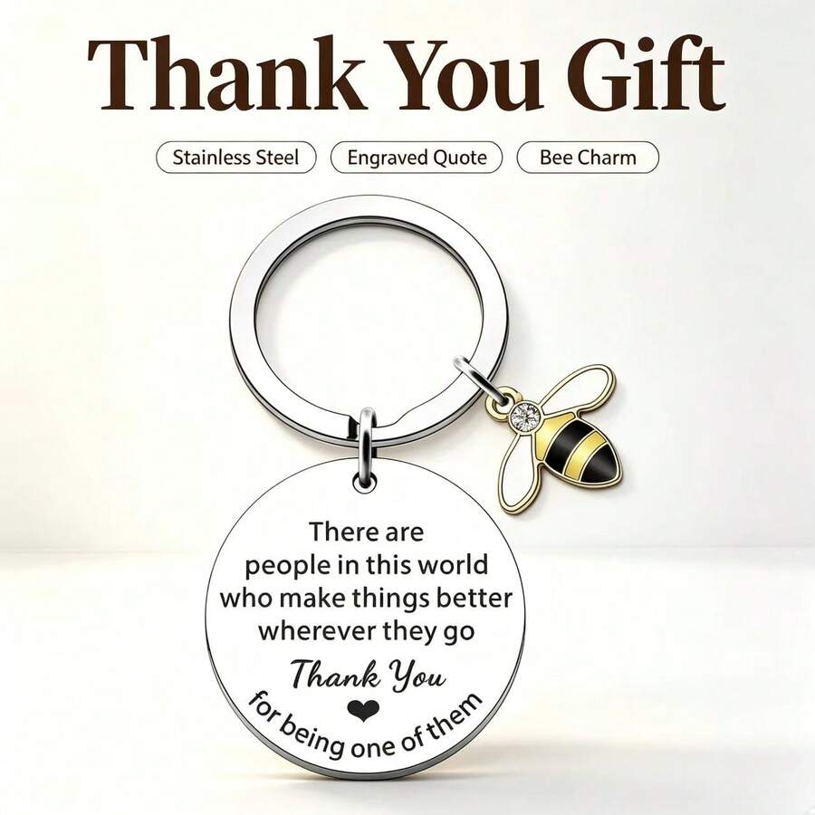 Gratitude Gift Keychain "Thanks Beyond Words" For Colleagues, Teachers, Nurses, Bag And Car Accessory, Commemorative Gift - Warm Person - View 1