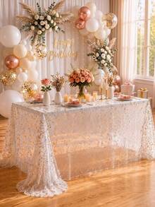 1pc Gold Foil Table Runner, Party Tablecloth, Birthday Table Runner, Birthday Party Supplies, Wedding Decor Tablecloth, Bridal Shower, Birthday Gift, Party Favor, 1st Birthday, Baby Shower, Gender Reveal Party, Home Room Decor, Kitchen Tablecloth - Broken Gold - View 11