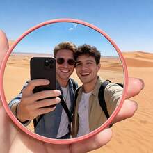 1 pezzo Specchio tondo portatile grande, accessorio per selfie da viaggio per registrazioni di viaggio, strumento fotografico portatile compatto per campeggio all'aperto, spiaggia e uso quotidiano del trucco. - Multicolore - Visualizzare 4