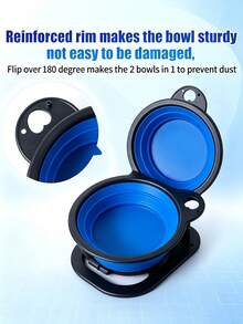 Portable Silicone Dog Bowl, Collapsible Pet Food & Water Dish For Travel, Camping, Hiking, Outdoor Adventures - Blue - View 6