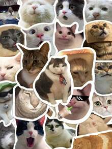 50pcs Funny Cat Stickers, Suitable For Phone Case, Laptop, Water Bottle, Notebook, Waterproof Decorative Stickers - Birthday Gift, Easter Gift, Christmas Gift, Valentine's Day Gift, Perfect Gift, Gift - Multicolor - View 2