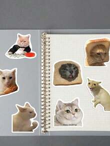 50pcs Funny Cat Stickers, Suitable For Phone Case, Laptop, Water Bottle, Notebook, Waterproof Decorative Stickers - Birthday Gift, Easter Gift, Christmas Gift, Valentine's Day Gift, Perfect Gift, Gift - Multicolor - View 5