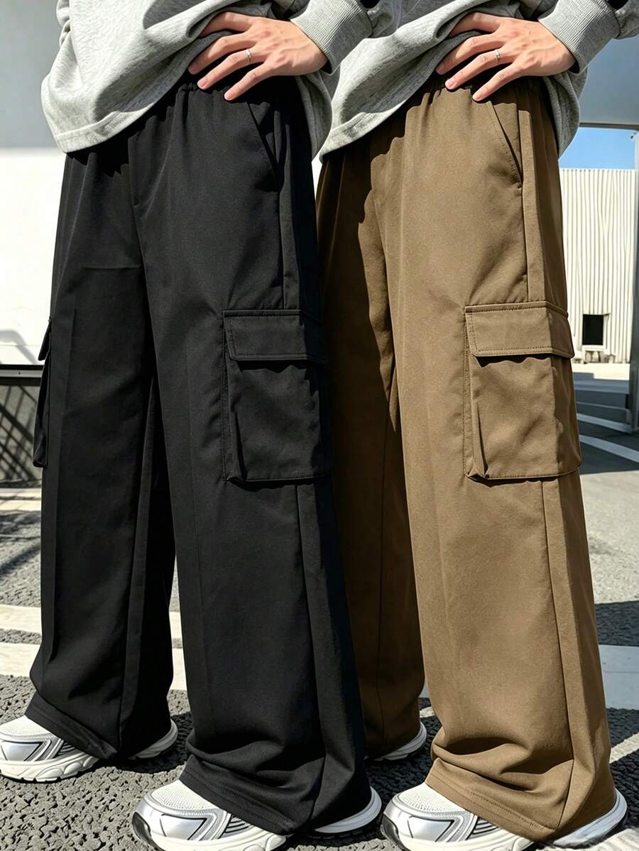 2pcs/Set Boys Simple Casual Versatile Work Pants Outfit, Suitable For Daily Wear, Autumn/Winter Long Pants - Multicolor - View 1