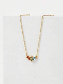 S925 Sterling Silver Three Color CZ Leaf Pendant Necklace, 18K Gold Plated Jewelry With Gift Box For Women Daily Wear - Gold - View 3