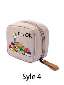 Portable Mini Makeup Bag, Accessory Storage Bag, Medicine Bag, Makeup Bag With "Pill" Pattern, Medicine Storage Bag, Compact Pill Organizer And First Aid Kit Suitable For Daily Use, Outdoor Activities, Dorm Portable Medicine Storage | Multi-Functional Fabric Emergency Kit, Suitable For Health-Conscious Use Anytime Anywhere, Suitable For Travel, Outdoor Activities, Birthday Gifts, Holiday Souvenirs, Back To School Gifts, Graduation Gifts - Multicolor - View 15
