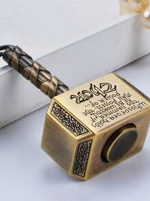 1pc Mini Thor Hammer Shaped , Alloy Carved Mjolnir Hand Spinning Toy, High Speed Silent Bearing Decompression Fidget Gadget For Office & Daily Relax (Includes Keychain) - Stress-relieving Toys - View 5