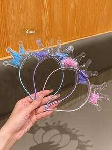 3件組彩色流沙皇冠髮飾髮箍 - 彩色 - 查看 3