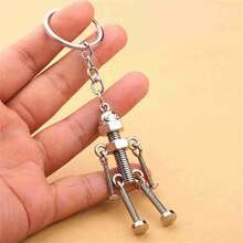 Vintage Mechanical Screw Robot Keychain Creative Movable Joint Steampunk Robot Car Key Holder For Men Backpack Pendants - A - View 4