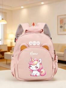 Ransel Mini Nilon yang Dapat Disesuaikan dengan Motif Unicorn Kartun, Tali Bahu yang Dapat Diatur, Penutup Resleting, Hadiah Ulang Tahun - MultiWarna - View 24
