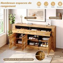 Sideboard With Wave Design 135x35x70cm Natural Wood - Natural - View 8