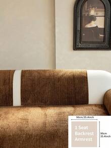 1pc Solid Color Classic Minimalist Striped Sofa Cushion, All-Season Anti-Slip Breathable Machine Washable Pet-Friendly, Suitable For Living Room, Bedroom 1/2/3/4 Combination Sofa Home Decor Protection - Coffee Brown - View 17