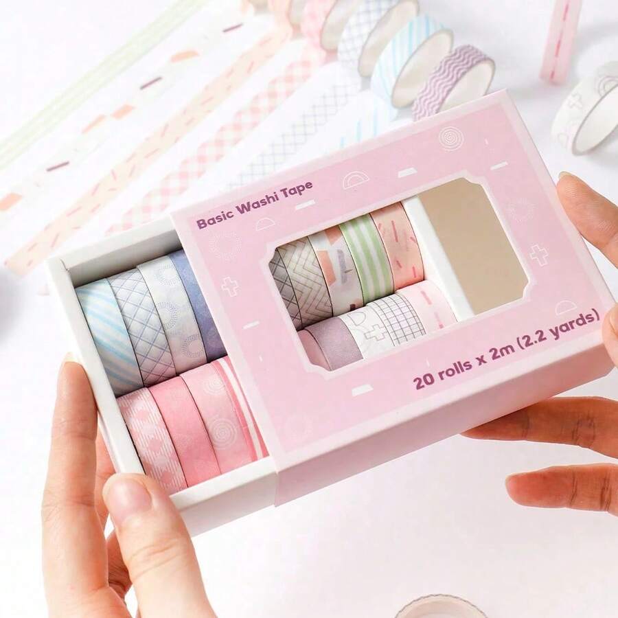 20 Rolls Macaron Washi Tape Set, Rainbow Color Masking Tape Set, 10mm (0.4 Inch) Wide, Colorful Decorative Tape For School Supplies, DIY Arts & Crafts, Scrapbooking, Journaling, Notebooks, Planners And Stationery - Rainbow Decorative Washi Tape - View 1