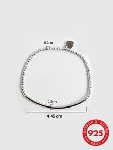 1pc S925 Sterling Silver Minimalist Ins Cold Style Round Bead & Tube Elastic Bracelet, Korean Exquisite Personalized Fashion Versatile Cool High-End Elegant Accessory, Birthday Gift For Best Friend, Party Favor - Round Beads - View 11