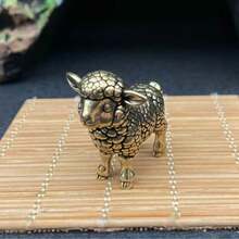 Vintage Brass Texture Small Sheep Figurine Ornament, European And American Home Study Decor, Creative Desktop Craft Decoration - A - View 7