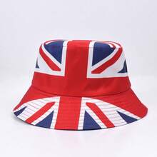 1 pieza Sombrero de cubo reversible de poliéster con estampado de la bandera del Reino Unido para la Copa del Mundo 2026, protección UV, plegable, primavera/verano/otoño - Sombrero de pescador reversible - Ver 8