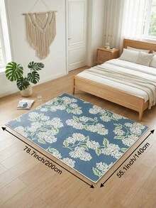 Alfombra de estilo floral azul oscuro y blanco para sala de estar, tamaño grande y suave. Adecuada para cocina, comedor, dormitorio, interior/exterior, oficina, pasillo, felpudo antideslizante, corredor, estudio, alfombra decorativa de cachemira sintética para vacaciones. - Azul Marino - Ver 13