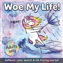 My Life 髒話獨角獸成人塗色書，趣味舒適獨角獸反向塗色與墨線描摹藝術，24頁單面印刷，7.9*7.9英吋，粗線條易上色，幽默紓壓藝術療癒，成人日常與生日禮物 - 繪畫本 - 查看 2