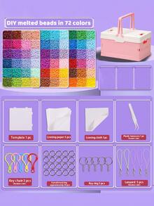 2.6mm Fuse Bead Creative Handmade Kit, With Storage Bag And Craft Tools, Perler Beads Puzzle Keychain DIY, Suitable For Hobbyists, Can Make Various Patterns, Birthday, Graduation, Valentine's Day, Party Gifts, Homemade Gifts For Family, Friends, Classmates - Perler Bead Set + Pink Folding Storage Box - View 10