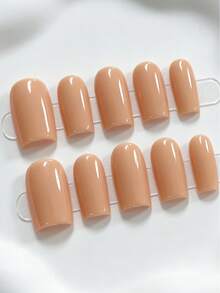 Shecass 10pcs High-Quality Square Handmade Nails Press On Nails Short Nails Nude Nails Y2K Style Summer Nails Daily Wear Graduation Travel Holidays Gifts Suitable For Parties And Music Festivals Back To School - Multicolor - View 3