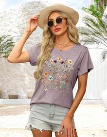 Women T-Shirts - 紫色 - 查看 5